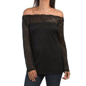 NWT ADIVA Women's All Over Off the Shoulder Lace Top